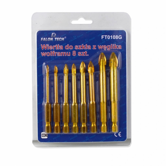 Set 8 burghie pentru ceramica si sticla, Falon-Tech FT0108G