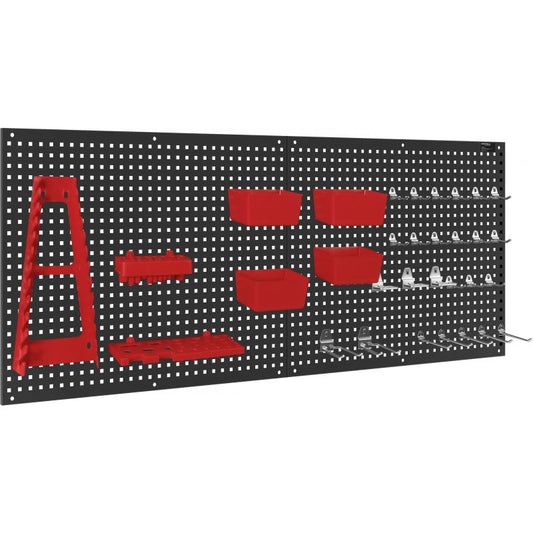 Panou metalic scule, 112 x 45 cm cu suporturi si carlige pentru organizare atelier, Kraft&Dele KD11897