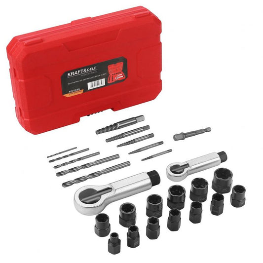 Set burghie si chei tubulare pentru indepartare suruburi rupte, 26 bucati, Kraft&Dele KD5988