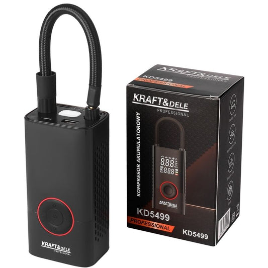 Compresor auto multifunctional cu lanterna, 85 W, 4000 mAh, Kraft&Dele KD5499