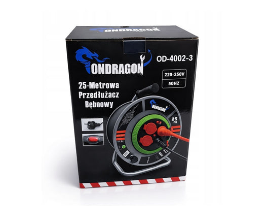 Prelungitor electric pe tambur pentru constructii, 3 x 2.5 mm, 25 m, Ondragon OD4002-3