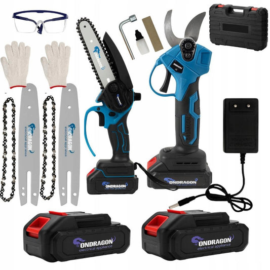 Set foarfeca si fierastrau pentru crengi si gard viu cu acumulator, 36 V, Ondragon OD9137