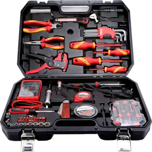 Trusa profesionala de scule, 68 piese, unelte izolate 1000V VDE/GS, multimetru si letcon, Kraft&Dele KD5979