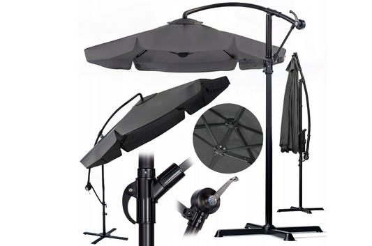 Umbrela de gradina pliabila, 350 cm, gri, Ondragon OD5070