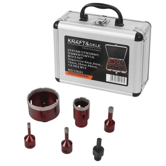 Set carote diamantate, 6-68 mm, 6 bucati, prindere M14, Kraft&Dele KD12643