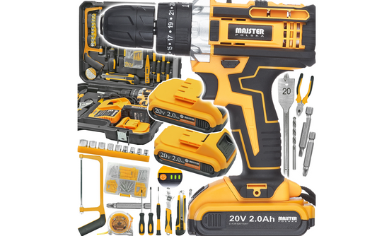 Masina de gaurit cu percutie cu acumulator, 2 x 20 V, trusa accesorii, Majster Polska MP0424LTK