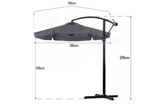 Umbrela de gradina pliabila, 350 cm, gri, Ondragon OD5070