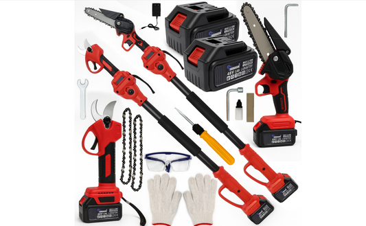 Set Fierastrau electric multifunctional telescopic 4 m si foarfeca de gradina, 8", 2 x 5 Ah, Ondragon OD2257