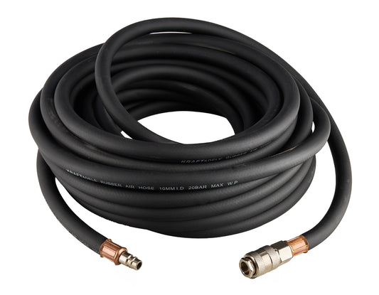 Furtun pneumatic de cauciuc cu cuple sertizare, 15 m, 3/8", 20 bar, Kraft&Dele KD2205