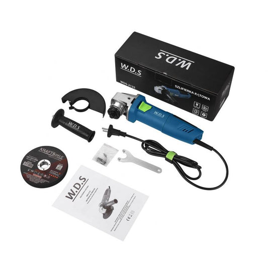 Set polizor unghiular 125 mm 1500 W si 10 discuri pentru slefuit, Kraft&Dele WDS2135