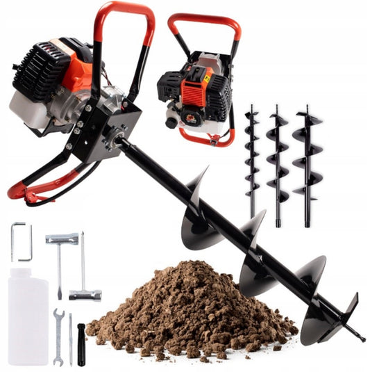 Motocultor pe benzina cu 3 burghie, 5.2 cp, 100 / 150 / 200 mm, Boxer Tools BX121