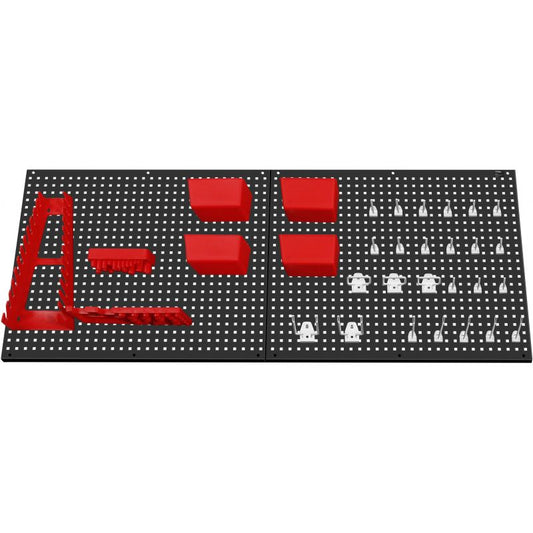 Panou metalic scule, 112 x 45 cm cu suporturi si carlige pentru organizare atelier, Kraft&Dele KD11897