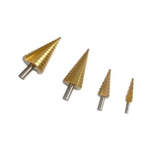 Set 4 burghie in trepte, pentru metal, Bass BS-1642, dimensiune 4-39 mm, HSS