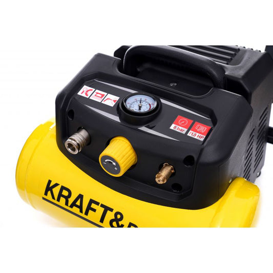 Compresor fara ulei 6L 8bar 1.1kW 180L/min, Kraft&Dele KD1415