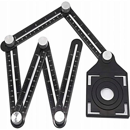 Rigla de masurare cu unghi multiplu, sistem plabil din aliaj aluminiu, trasare gauri, Expert OD027