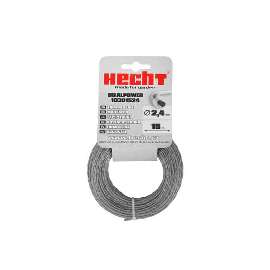 Fir rotund trimmer cu insertie metalica, 2.4 mm x 15 m, rezistent la rupere si supraincalzire, Hecht 10301524