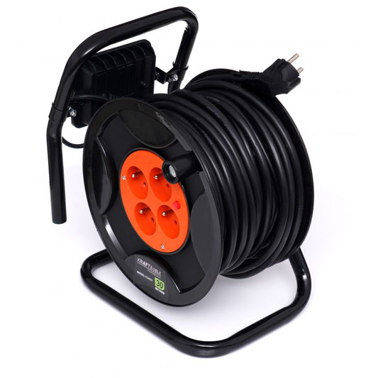 Prelungitor pe tambur cu lumina LED, 30 m, Kraft&Dele KD4037