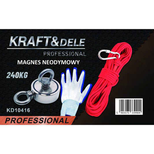 Set magnet neodim, franghie si manusi, 240 kg, Kraft&Dele KD10416