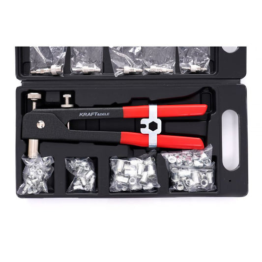 Trusa cu dispozitiv de nituire manual M3-M8, 106 elemente, Kraft&Dele KD10555