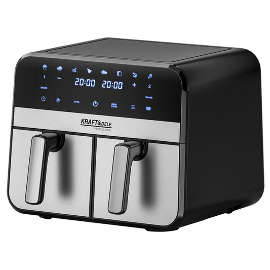 Friteuza dubla cu aer cald, afisaj LCD, 9 l, 2500 W, Kraft&Dele KD4180