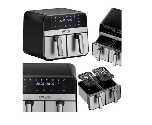 Friteuza dubla cu aer cald, afisaj LCD, 9 l, 2500 W, Kraft&Dele KD4180