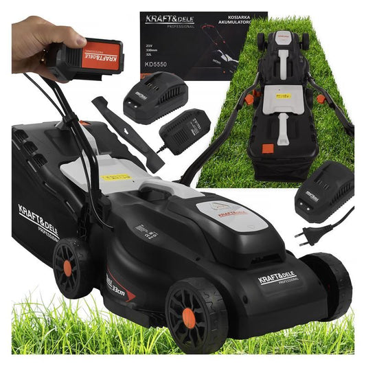 Masina de tuns iarba cu acumulator 21 V, 4 Ah, capacitate cos colector 32 l, Kraft&Dele KD5550