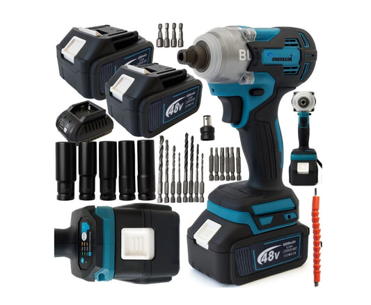 Cheie de impact cu acumulator si accesorii, 1 / 2", 650 Nm, Ondragon OD2253
