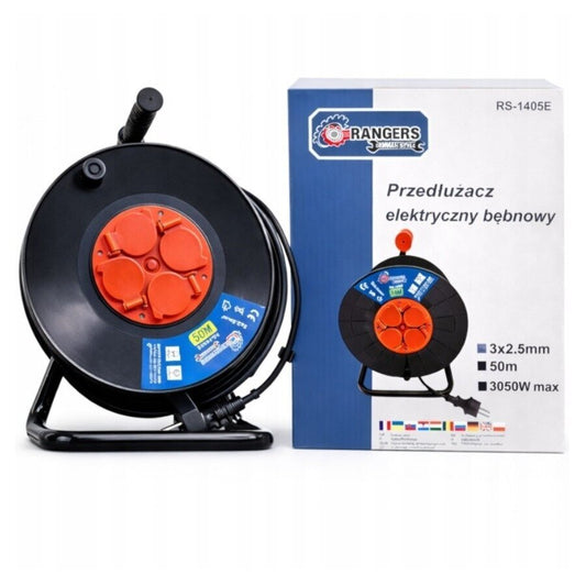 Prelungitor cu tambur, 50 m, 4 prize, Rangers RS1405E