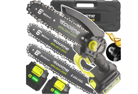 Fierastrau electric cu lant cu acumulator, 2 x 2 Ah, Toolme TM300