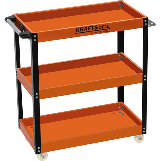 Carucior de atelier cu 3 rafturi din otel si roti, Kraft&Dele KD1092