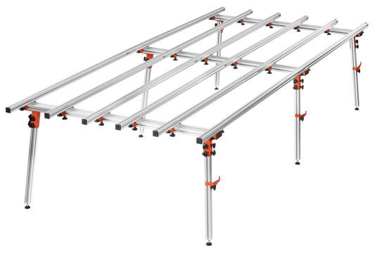 Masa profesionala pentru prelucrare gresie cu 6 picioare, 360 x 150 x 80 cm, capacitate maxima 250kg, Kraft&Dele KD11983