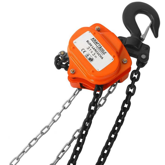 Troliu manual cu lant, 3 T, 3 m, Kraft&Dele KD3501