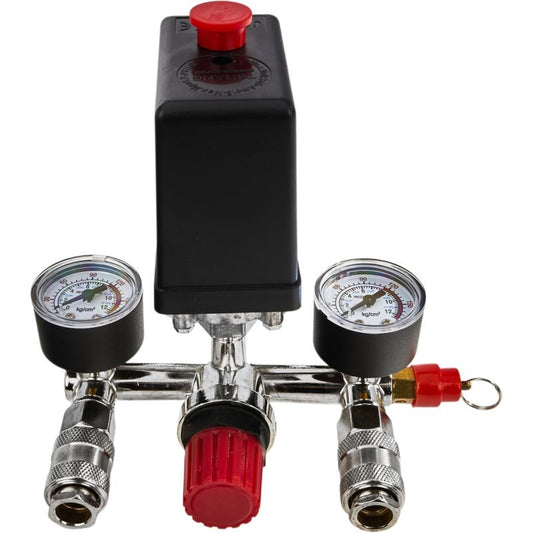 Presostat pentru compresor, 3-12 bar, manometre integrate, Kraft&Dele KD2176