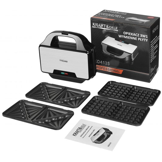 Sandwich maker cu placi interschimbabile, 1500 W, Kraft&Dele KD4133