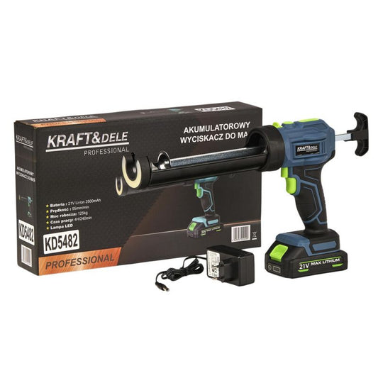 Pistol de silicon profesional cu acumulator, 21 V, 300 ml, 2500 mAh, Kraft&Dele KD5482