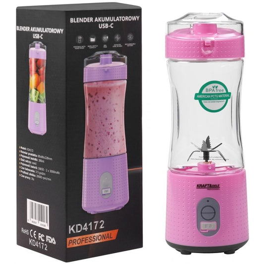 Blender cu acumulator, 380 ml, 2 x 3000 mAh, cablu USB-C, Kraft&Dele KD4172