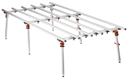 Masa profesionala pentru prelucrare gresie cu 6 picioare, 360 x 150 x 80 cm, capacitate maxima 250kg, Kraft&Dele KD11983