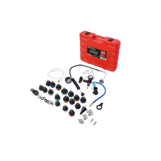 Set tester miscare sistem racire cu diverse adaptoare, 27 elemente, Kraft&Dele KD12501